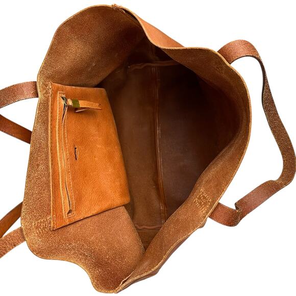 Madewell Women's Brown Vegan Leather Double Strap Travel Tote Hand Shoulder Bag - Picture 4 of 7